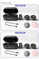 Microfone de lapela sem fio BOYA Omic D/U para iPhone, iPad, Android, smartphone com entrada Type-C, ideal para gravações ao vivo no YouTube, entrevistas e vlogs.