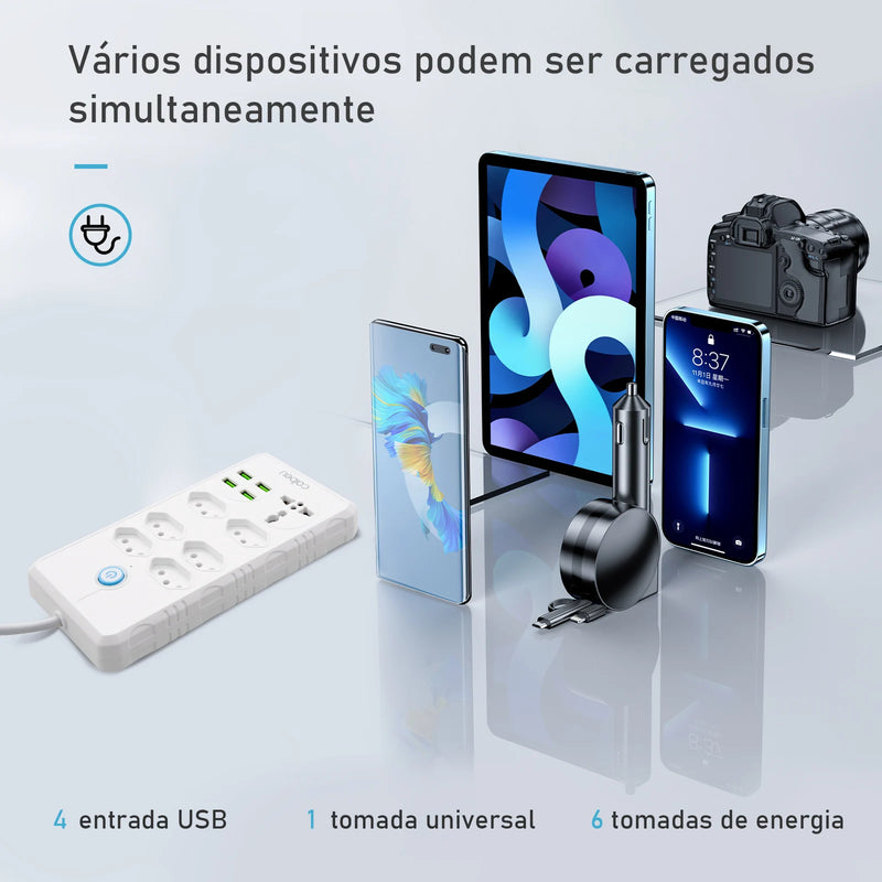 Extensão elétrica de 5 metros, extensão elétrica, filtro de linha brasileiro, tomada USB, régua de tomadas, extensão de tomada, tomada USB longa