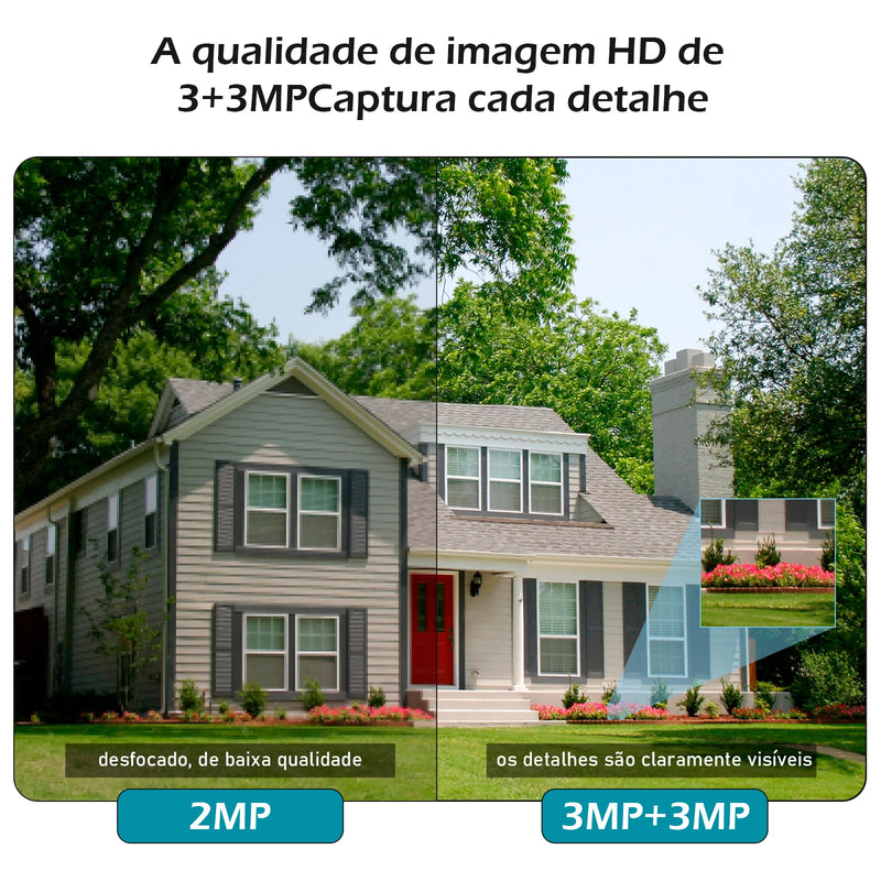 Câmera de segurança Icsee IP sem fio Wi-Fi HD 6MP 4K, ultra HD à prova d'água e prova de poeira