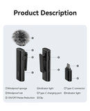 Microfone de lapela sem fio Ulanzi WM-10 1 para 1 USB C para Android e iPhone com esponja à prova de vento para gravação de transmissão ao vivo