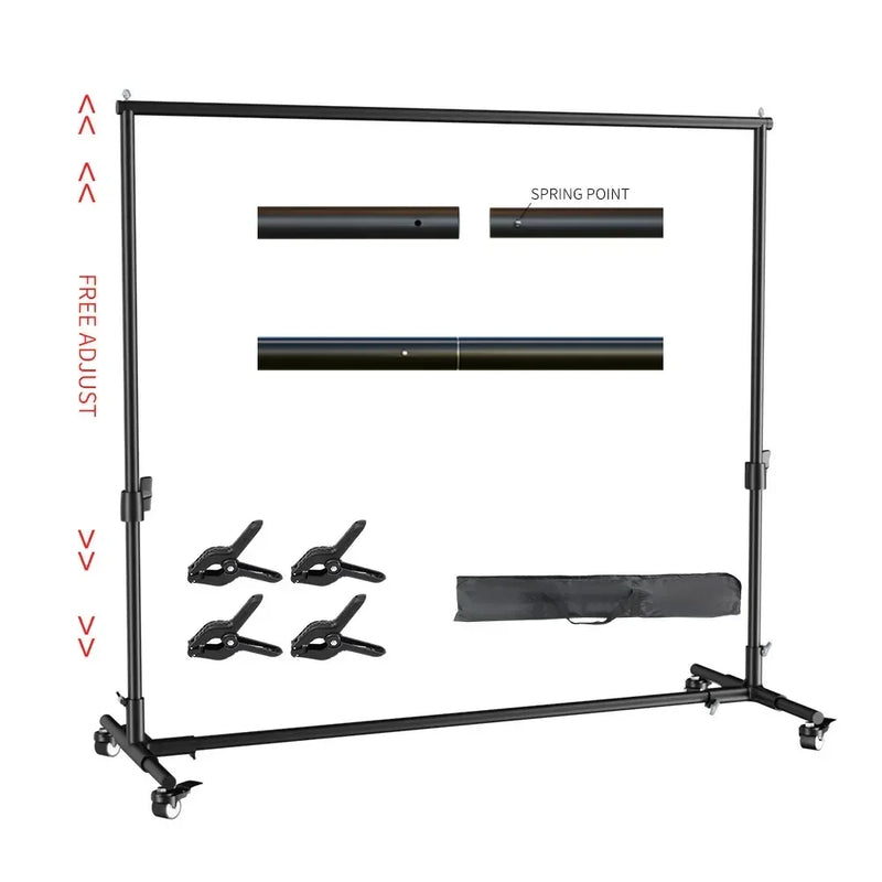 Suporte de fundo para estúdio de fotografia e vídeo, sistema de suporte de fundo telescópico ajustável com bolsa de transporte, 2,6 x 3 m/8,5 x 10 pés