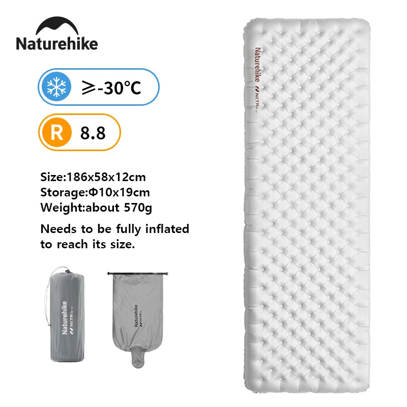 Colchonete Inflável Naturehike 3.2/4.6/5.8/6.5/8.8 R Value Ultraleve Camping Colchonete Inflável para Área Externa Colchonete À Prova de Umidade