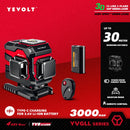 Nível a laser verde série YEVOLT YVGLL4XS, 3/4 planos, 12/16 linhas, autonivelante, 360 graus, 3D/4D, horizontal e vertical, 3,6 V, 3 Ah, ferramentas elétricas