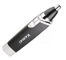 Aparador portátil dos pelos do nariz, enxaguar limpo KM-6512 nose hair shaver recarregável depilador da sobrancelha