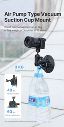 Ulanzi Car Phone Action Camera Holder Hand Pump Suction Cup 360° Adjustable 1/4" 3/8" For GoPro Insta360 DJI Action Smart Phone