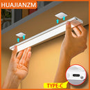 Luz noturna LED com sensor de movimento 20/30/40/60 cm, sem fio, USB, para armário, luz noturna, lâmpada para guarda-roupa, cozinha, armário, quarto