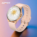 Relógio inteligente feminino AURAFIT, ideal para presentear mulheres. Tela sensível ao toque completa, perfeito para esportes e fitness, com chamadas Bluetooth.