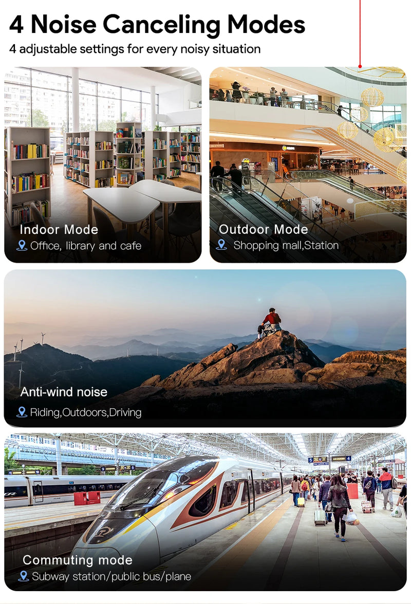 QCY H3 ANC Wireless Headphones 43dB Hybrid Active Noise Cancellation Headset Bluetooth 5.4 Hi-Res Audio Earphones 60H Playtime