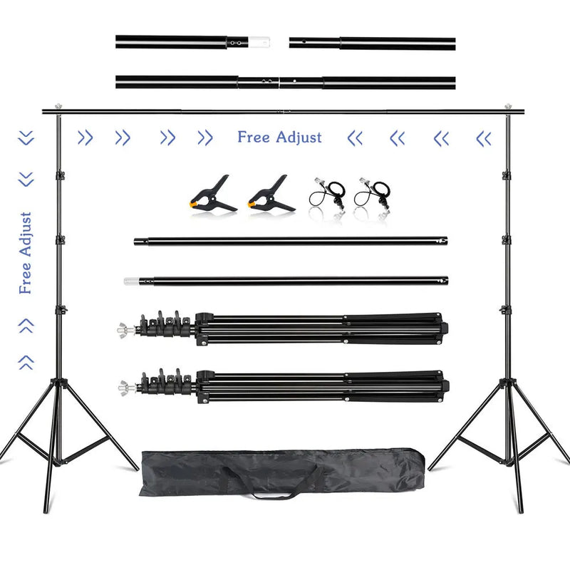 Suporte de fundo para estúdio de fotografia e vídeo, sistema de suporte de fundo telescópico ajustável com bolsa de transporte, 2,6 x 3 m/8,5 x 10 pés