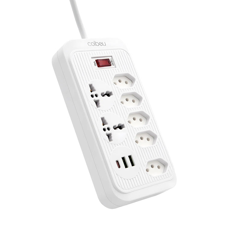 Soquete de extensão e filtro de linha elétrica USB