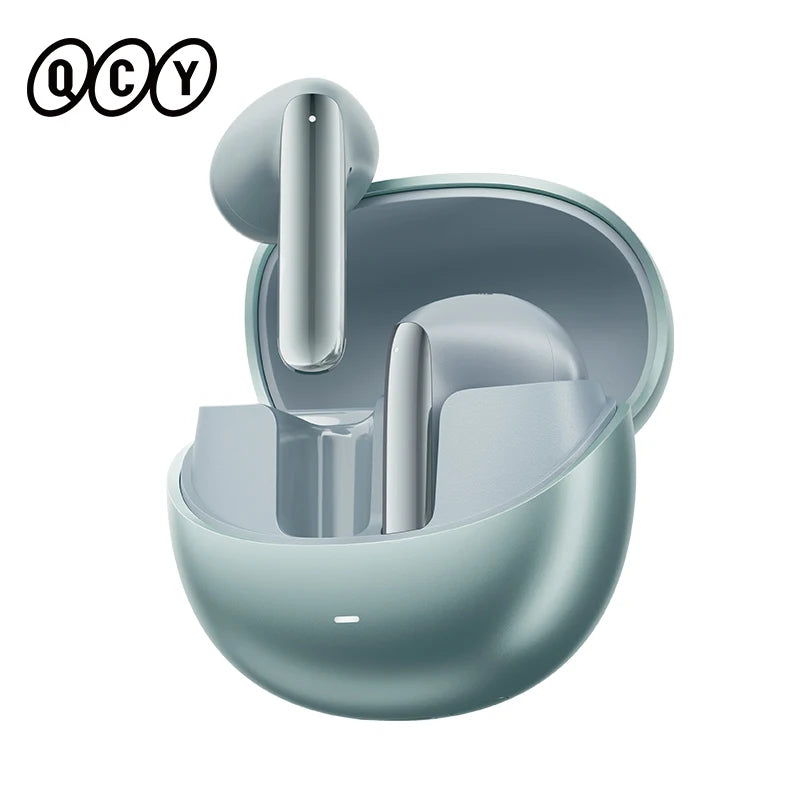 Fones de ouvido sem fio QCY HT10 AilyBuds Pro+ com cancelamento de ruído ativo (ANC), áudio de alta resolução com LDAC, Bluetooth 5.3, 6 microfones, IA para chamadas em HD e conexão multiponto.