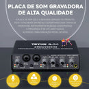 Placa de som profissional TEYUN Q-24 com monitor para guitarra elétrica, ideal para gravações ao vivo, transmissões e estúdios de canto em computadores e PCs.