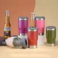 Copo Térmico 400ml ou suporte para cerveja de lata ou garrafa em aço inoxidável - 5x1 (Copo térmico / Latinha 350ml / Lata Alta 400mL / Barrigudinha / Long Neck e Com Abridor de Garrafa)