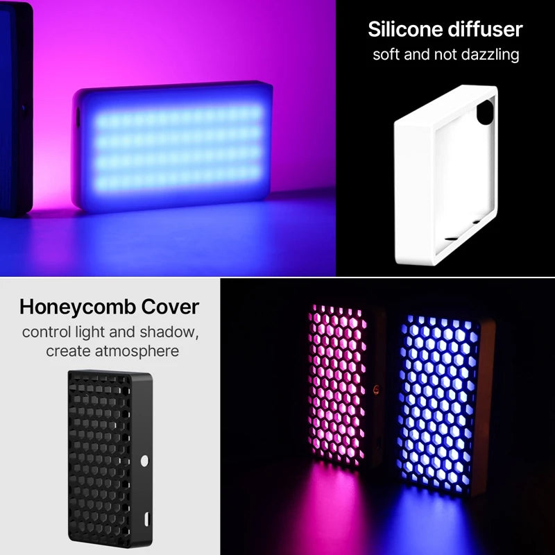 Ulanzi LT002 Painel de luz LED de bolso de 7 polegadas RGB CRI 95+ 2500-9000K com favo de mel 4000mAh Luzes para câmera fotográfica