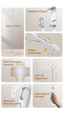 Tripé para celular Ulanzi TT88 de 1,44 m com braçadeira magnética e extensão remota sem fio para transmissão ao vivo e vlog