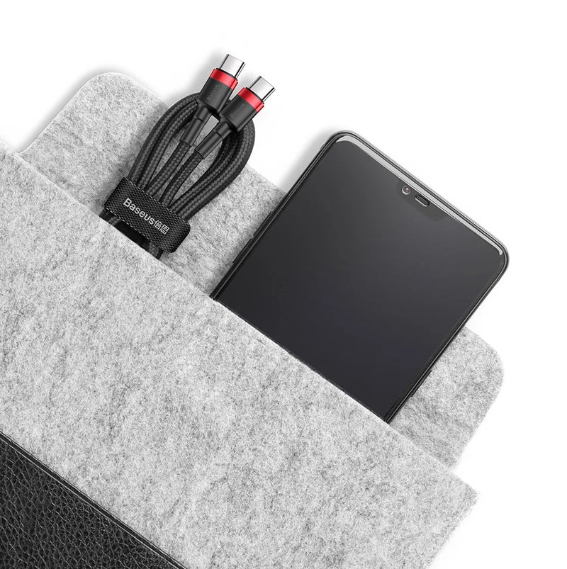 Cabo USB C para USB C Baseus Cafule 60 W para iPhone 15, MacBook, iPad Pro, cabo de carregamento rápido 5A, trança de nylon de 1 m/2 m