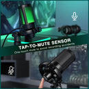 Microfone para jogos AmpliGame com silenciador rápido, microfone condensador USB RGB com tripé para PC, laptop, PS4/5, streaming de podcast - A2