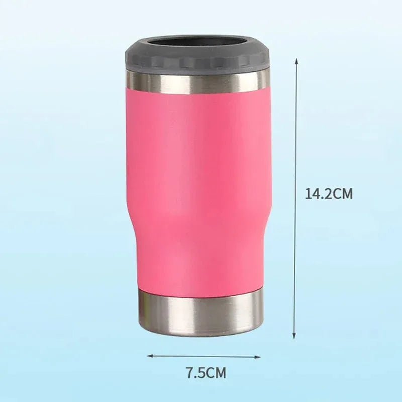 Copo Térmico 400ml ou suporte para cerveja de lata ou garrafa em aço inoxidável - 5x1 (Copo térmico / Latinha 350ml / Lata Alta 400mL / Barrigudinha / Long Neck e Com Abridor de Garrafa)