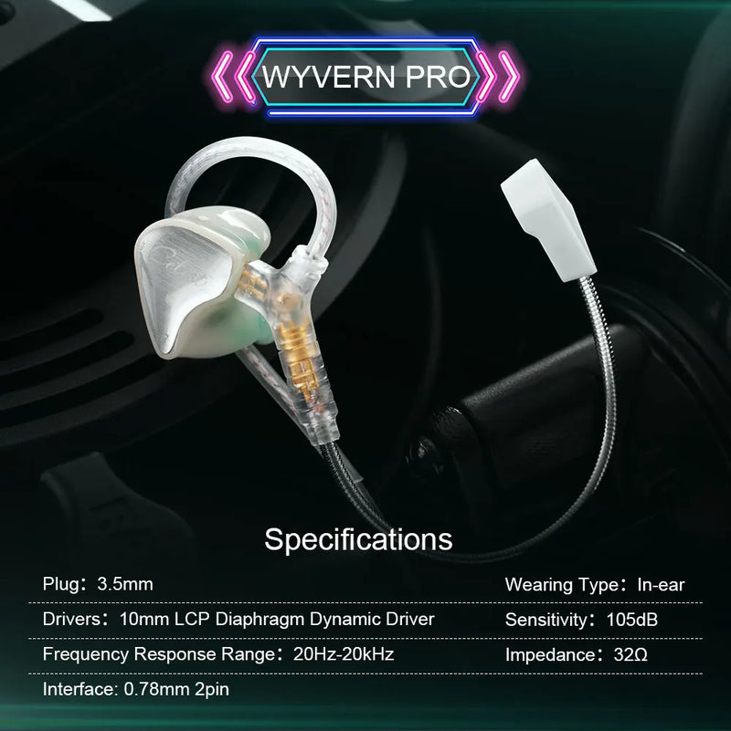 Fones de ouvido Kinera Celest Wyvern pretos com cabo e microfone, envio de IEMs brasileiros, fones de ouvido com fio Hi-Fi para jogos, para presente