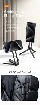 Ulanzi MA30 Tripé para celular com mosquetão, suporte magnético de dupla face para vídeo, luz, vlog, transmissão ao vivo, viagens ao ar livre