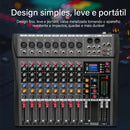 Mesa de mistura profissional USB de 8 canais, placa de mixagem de áudio, efeitos digitais, reprodutor de MP3, consoles, computador, gravação de palco.