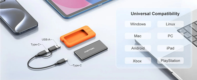 KOOTION X1Max 2TB Disco Rígido SSD Externo HD Externo USB 3.2 GEN 2 SSD Portátil 512GB 1TB Mini PSSD para Laptops Desktop PS4 PS5