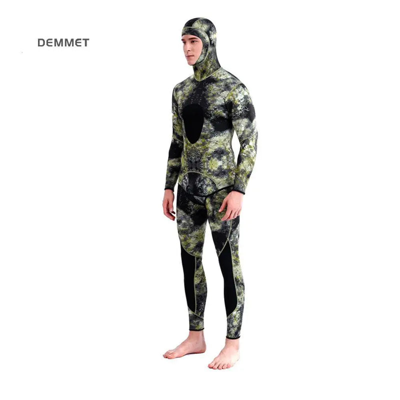 Roupa de mergulho camuflada HOT 3mm, roupa de pesca submarina, mergulho, manga comprida, fissão de neoprene, submersível, para homens, manter aquecido, tops e calças