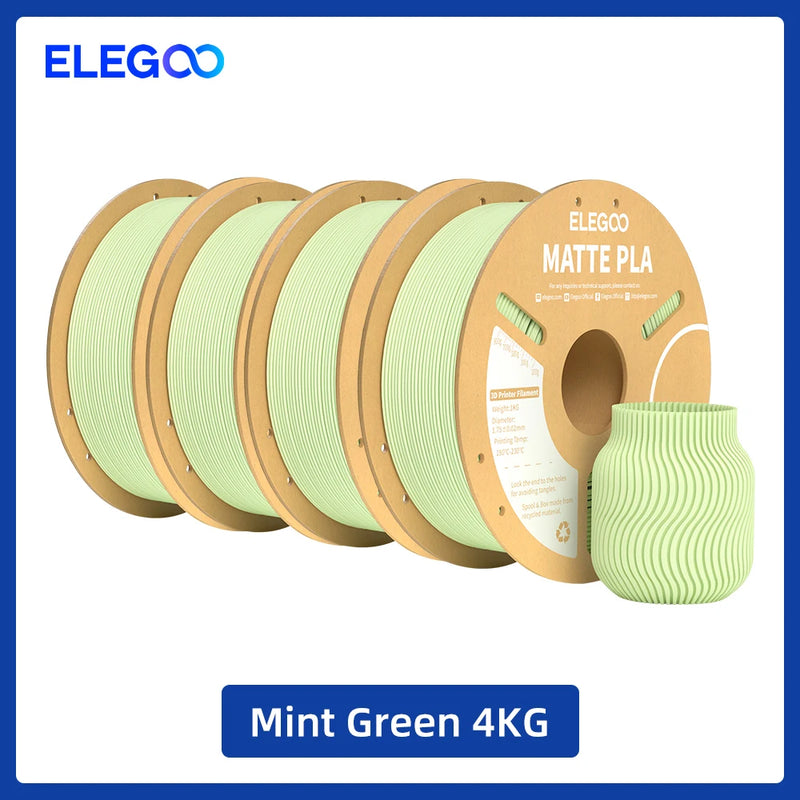 Filamento PLA fosco ELEGOO 1 kg, filamento FDM para impressora 3D de 1,75 mm, precisão dimensional de +/- 0,02 mm, bobina de papelão de 1 kg (2,2 lbs)