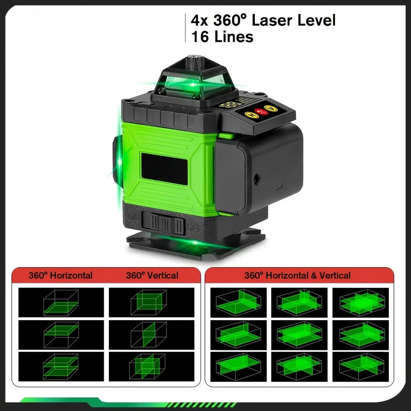 Ferramenta de construção profissional 16 linhas 4D autonivelante nível a laser estoque Brasil bateria 2400mAh controle remoto Bluetooth