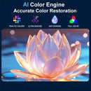 Projetor Horlat 4K UHD de 35000 lúmens com Android 12, Wi-Fi 6, Bluetooth 5.2 e 64 GB de RAM, resolução nativa de 1080p Full HD, ideal para home theater e filmes na Netflix.