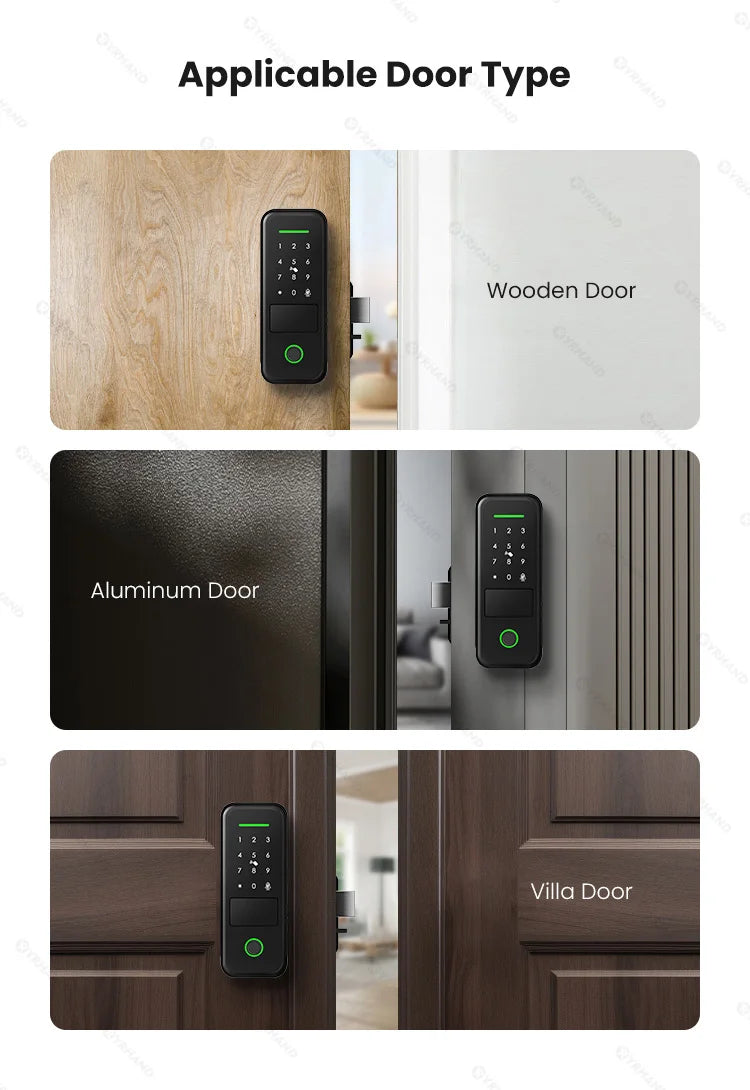 Fechadura eletrônica inteligente à prova d'água com impressão digital e Wi-Fi para porta, fechadura digital do Brasil, fechadura inteligente de aro para casa Tuya