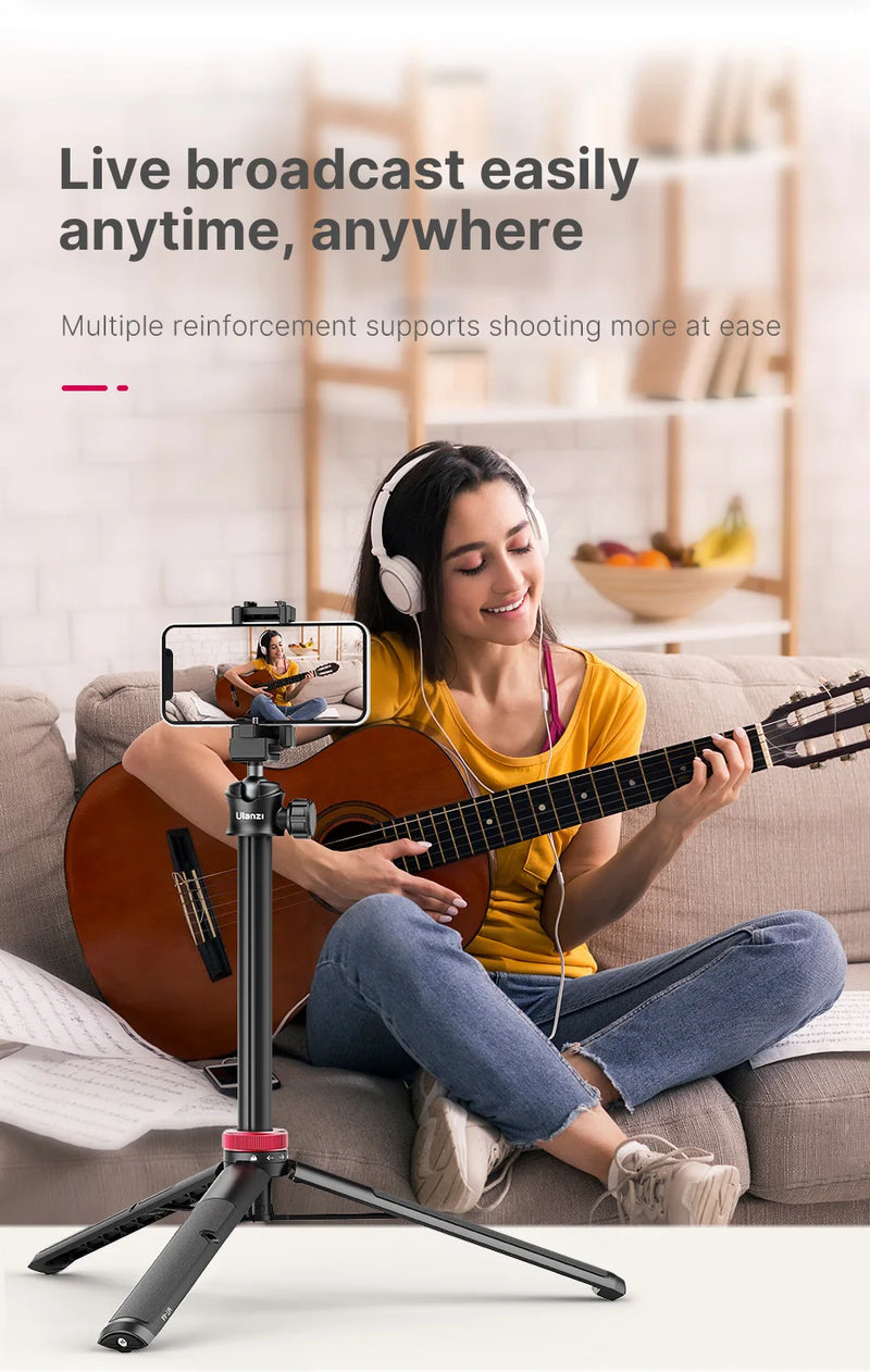 Tripé ULANZI MT-44 Tripé para Smartphones, Vlogs e Câmeras SLR Portáteis com Suporte para Celular e Sapata Fria