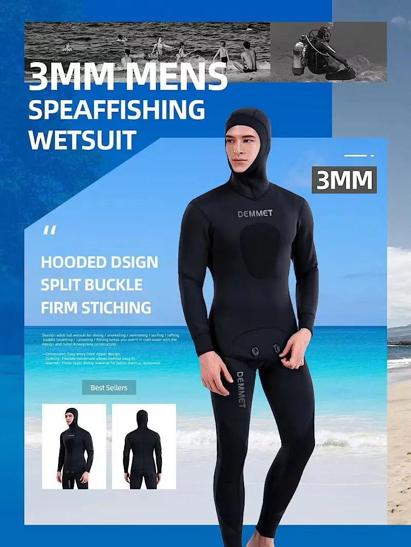 Roupa de mergulho camuflada HOT 3mm, roupa de pesca submarina, mergulho, manga comprida, fissão de neoprene, submersível, para homens, manter aquecido, tops e calças