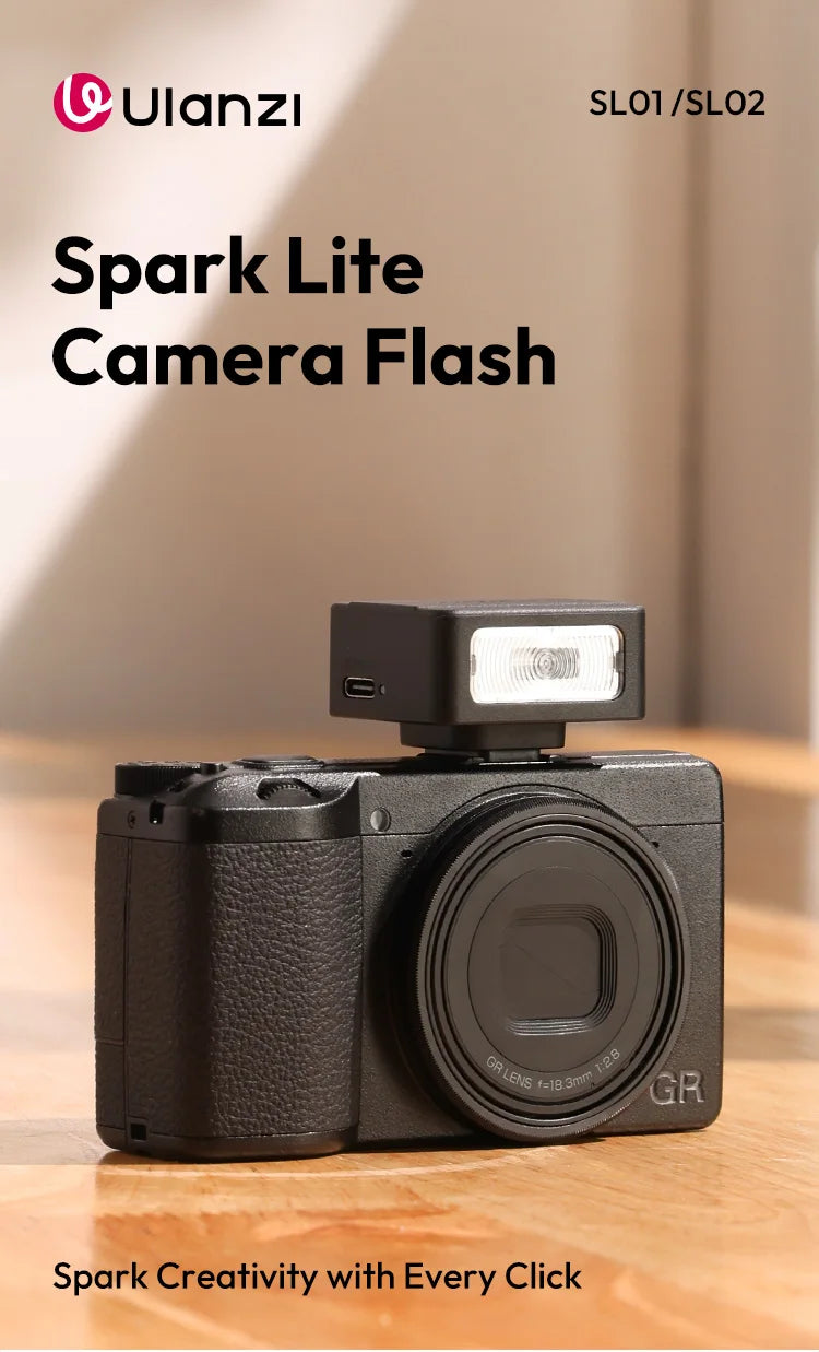 Câmera fotográfica com flash Ulanzi SL01 com transmissão sem fio GN8 6500K para flashes Canon Nikon Sony Fuji Olympus V1 Pro Speedlight
