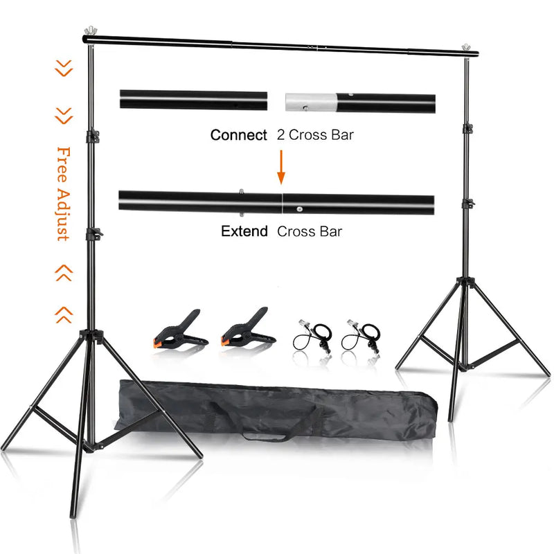 SH Fotografia Fundo Suporte de Fundo Kit de Suporte de Tela de Quadro com Estojo de Transporte para Estúdio de Fotografia e Vídeo de Musselina
