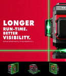 Nível a laser verde série YEVOLT YVGLL4XS, 3/4 planos, 12/16 linhas, autonivelante, 360 graus, 3D/4D, horizontal e vertical, 3,6 V, 3 Ah, ferramentas elétricas