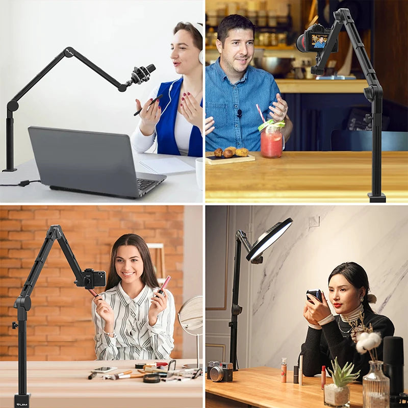 Suporte de braço de microfone VIJIM LS24 para câmera DSLR, suporte de mesa com suspensão ajustável e suporte de 1/4'' e 3/8'' para gravação