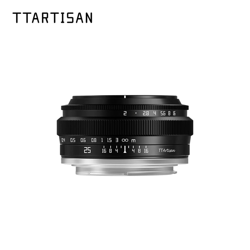 Lente principal fotográfica TTArtisan aps-c 25mm F2 para câmera Sony E Mount a6000 a6400 zve10 Fujifilm XT4 XT30 XS10 Nikon Z30 Z50