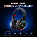 Fones de ouvido para jogos Kofire UG-05 2.4G BT5.0 sem fio com microfone RBG luz vibração Bluetooth para PS4 PS5 PC Switch