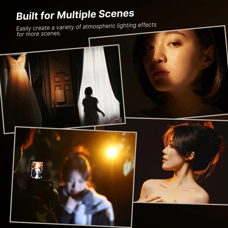 Lanterna de videografia Ulanzi LM07 com zoom para fotografia, luz de preenchimento, luz ambiente com rosca de 1/4'' para suporte de câmera