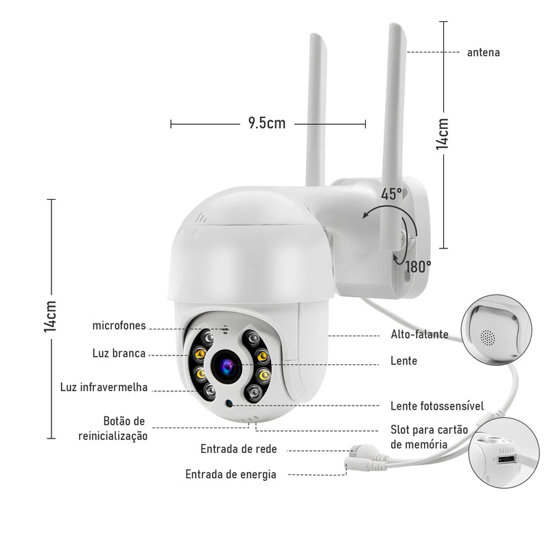 Câmera ICSee de 3MP, Câmeras de Vigilância Wi-Fi, Câmera de Segurança, Monitor, Câmera Wi-Fi Inteligente 360, Vigilância à Prova