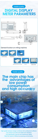 Visor digital DRO-2V AC90-260V e 2 réguas de vidro com escala linear de 0-1000mm para tornos e fresadoras.