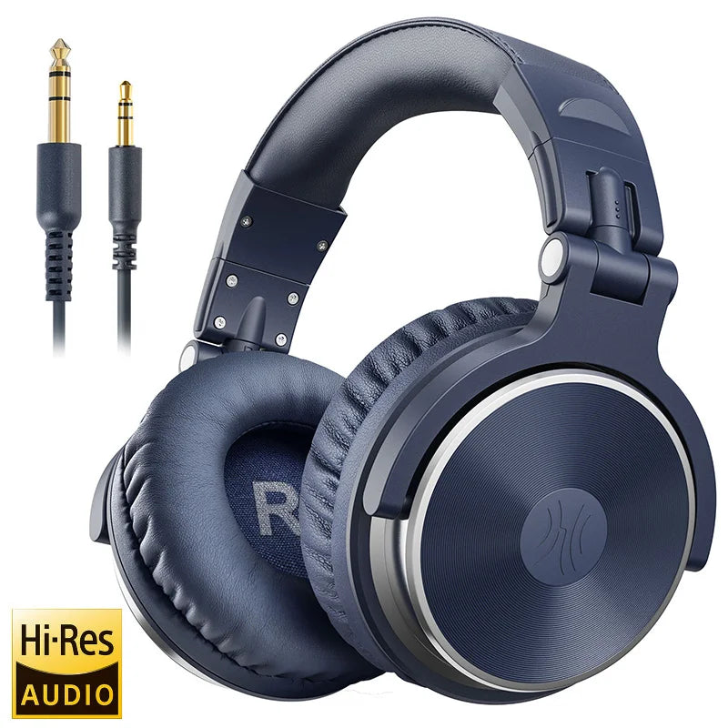 Fones de ouvido com fio Oneodio Pro 10, áudio de alta resolução, fone de ouvido com fio, estéreo, profissional para DJ, com microfone, sobre a orelha, fone de ouvido de estúdio