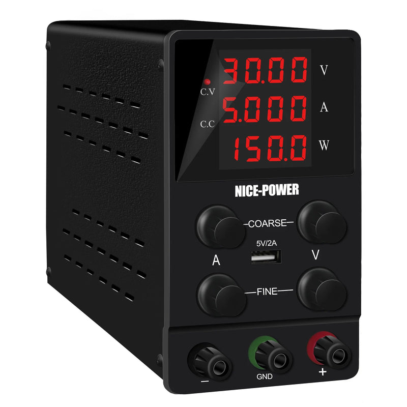 Fonte de alimentação de bancada NICE-POWER, 30 V 10 A, fonte de alimentação de laboratório de alta precisão regulada por comutação ajustável, entrada 110 V-230 V