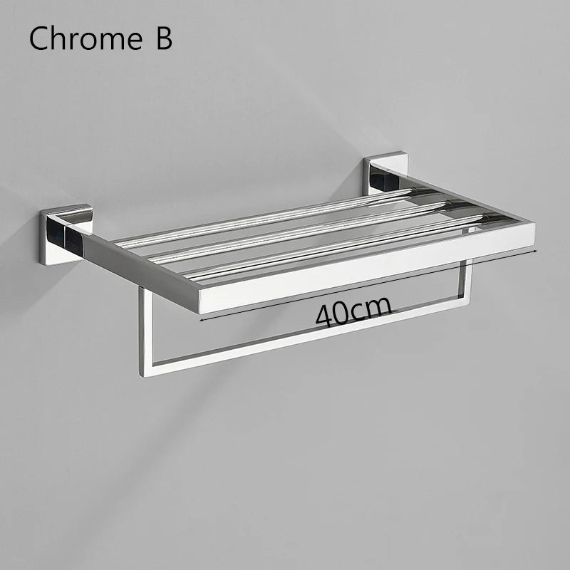 Acessórios para banheiro Toalheiro Aço inoxidável Toalheiro Acessórios para banheiro Prateleira de armazenamento Toalheiro duplo Dourado/Preto/Cromado