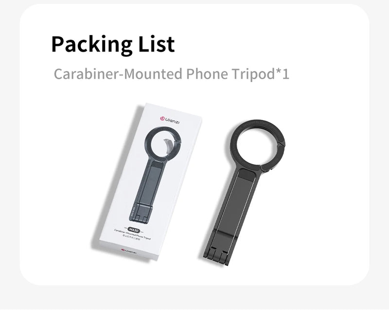 Ulanzi MA30 Tripé para celular com mosquetão, suporte magnético de dupla face para vídeo, luz, vlog, transmissão ao vivo, viagens ao ar livre