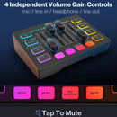 Mixer para jogos USB FIFINE com interface de microfone XLR, alimentação fantasma de 48 V, RGB, placa de som para podcast e streaming AmpliGame SC3