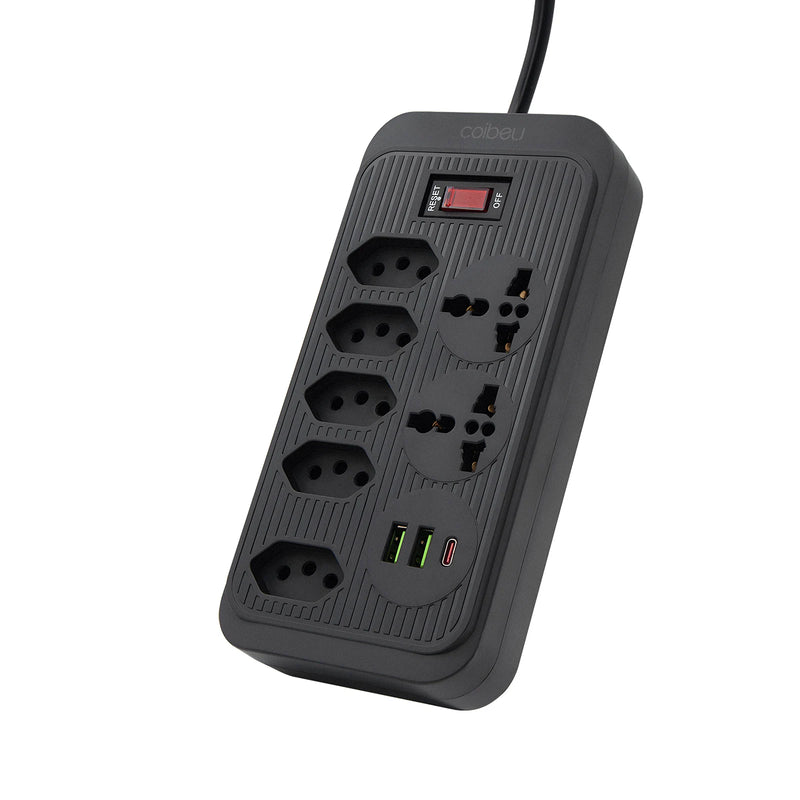 Soquete de extensão e filtro de linha elétrica USB