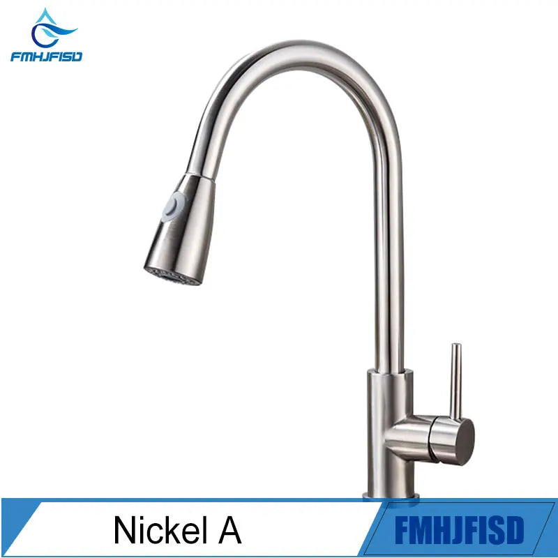 Torneira de cozinha FMHJFISD, torneira de cozinha dourada escovada, torneira de água retrátil, misturadora de alça única, rotação de 360 graus, torneira de chuveiro de cozinha