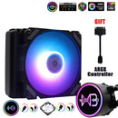 Ventilador e radiador PWM de refrigeração líquida Wovibo 120mm para processador com 4 pinos RGB compatível com Intel 115x 1200 1700 2011 X79 X99 AM3 AM4